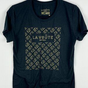 La Voute T Shirt Size M Black Short Sleeve Round Neck Cotton Rayon Polyester